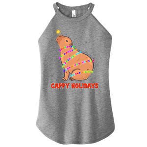 Funny Cute Christmas Cappy Holidays Capybara Women's Perfect Tri Rocker Tank