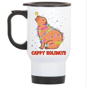 Funny Cute Christmas Cappy Holidays Capybara Stainless Steel Travel Mug