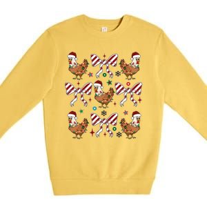 Funny Cute Christmas Holiday Chickens Premium Crewneck Sweatshirt