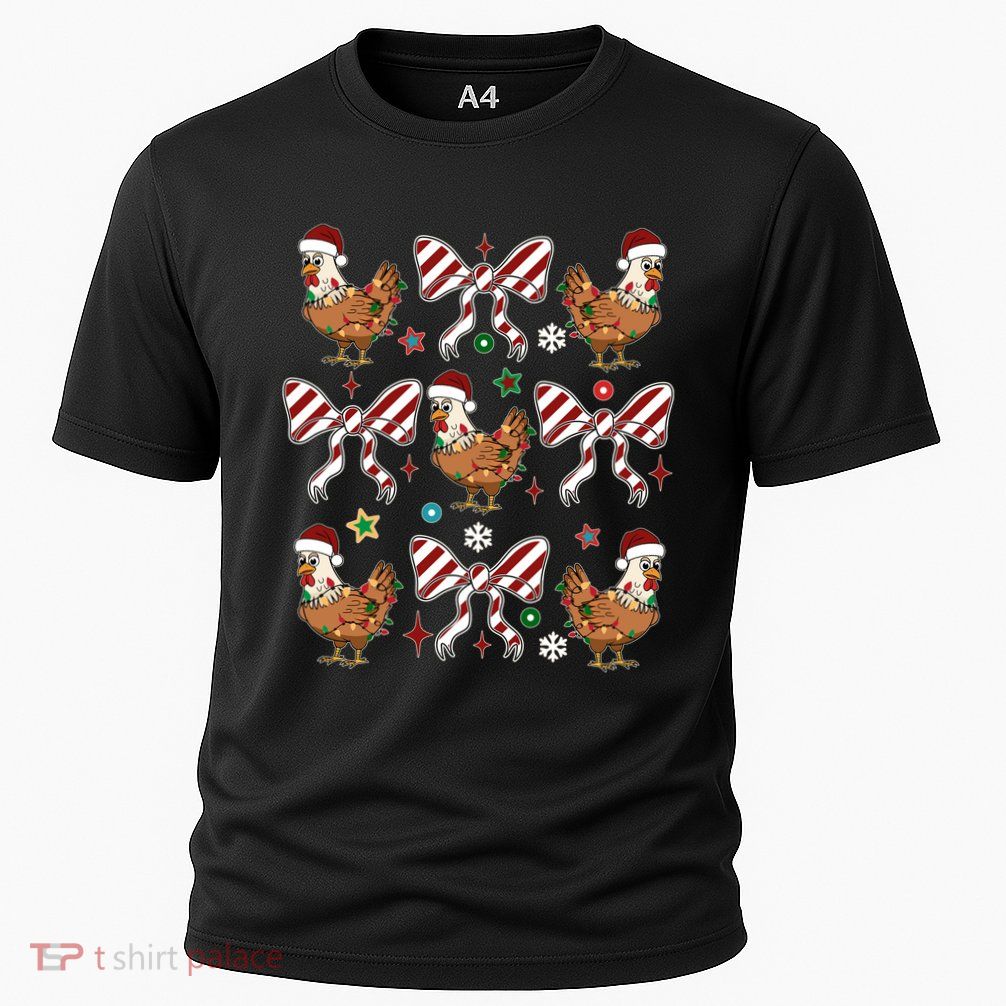 Funny Cute Christmas Holiday Chickens Cooling Performance Crew T-Shirt