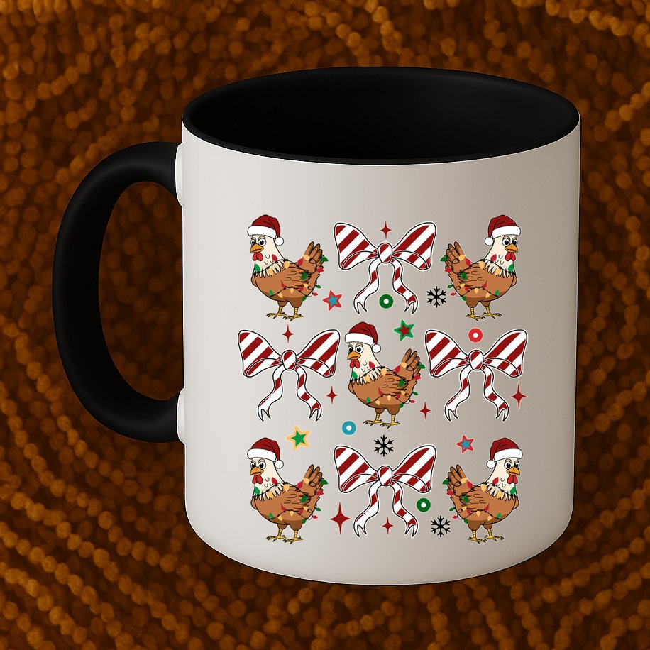 Funny Cute Christmas Holiday Chickens Mug