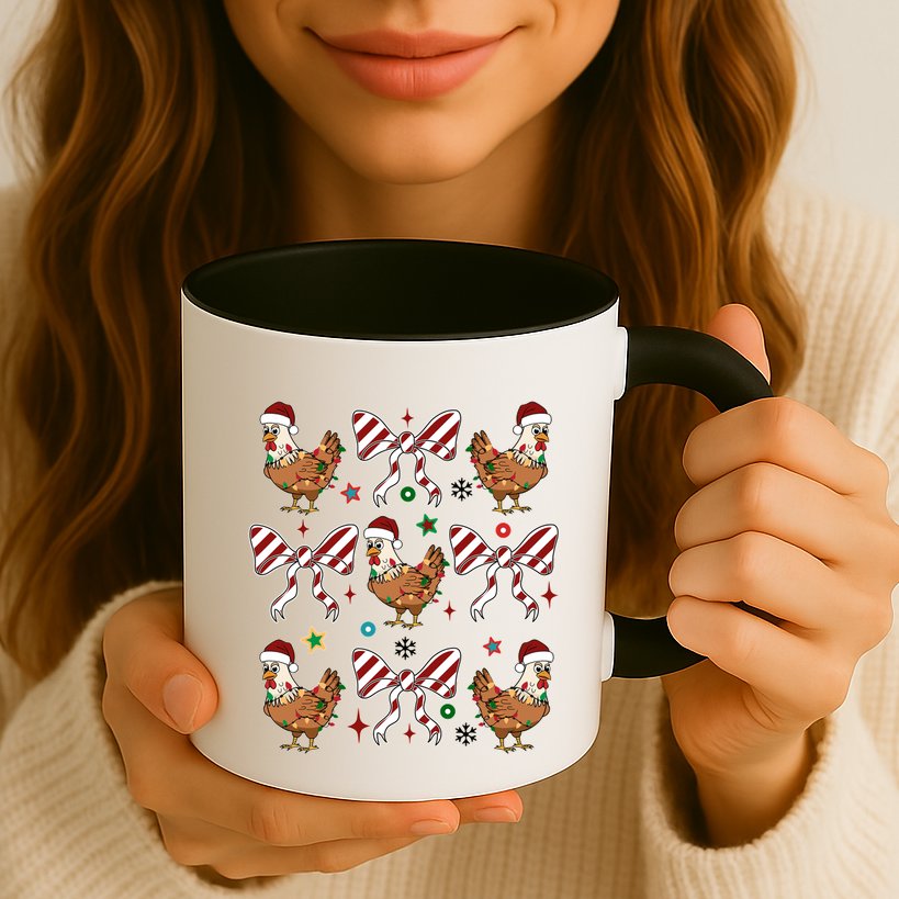 Funny Cute Christmas Holiday Chickens Mug