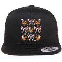 Funny Cute Christmas Holiday Chickens Flatbill Hat