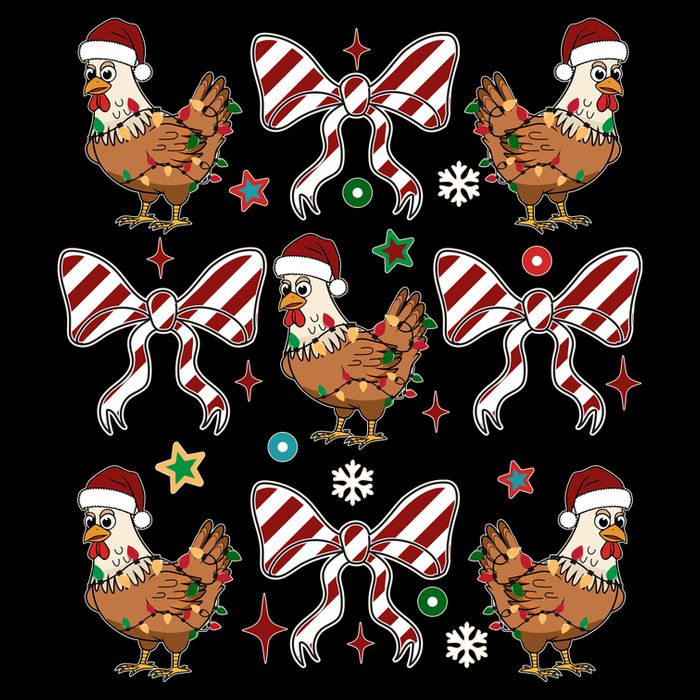 Funny Cute Christmas Holiday Chickens Flatbill Hat