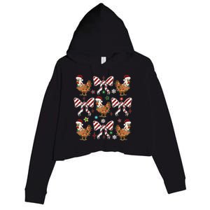 Funny Cute Christmas Holiday Chickens Crop Fleece Hoodie