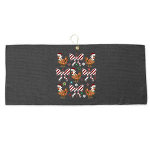 Funny Cute Christmas Holiday Chickens Large Microfiber Waffle Golf Towel