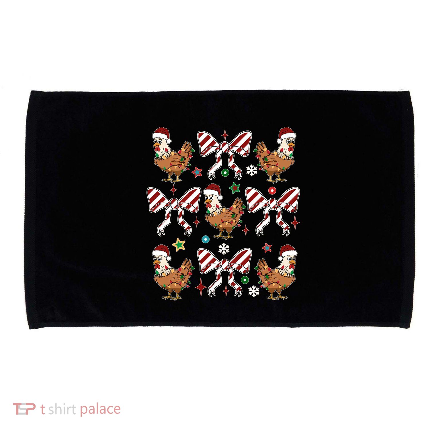 Funny Cute Christmas Holiday Chickens Microfiber Hand Towel