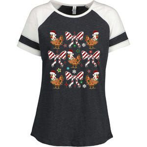 Funny Cute Christmas Holiday Chickens Enza Ladies Jersey Colorblock Tee