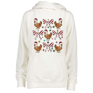 Funny Cute Christmas Holiday Chickens Womens Funnel Neck Pullover Hood