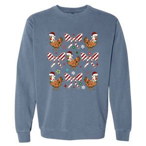 Funny Cute Christmas Holiday Chickens Garment-Dyed Sweatshirt