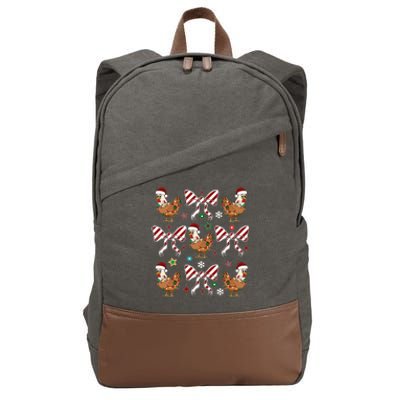 Funny Cute Christmas Holiday Chickens Cotton Canvas Backpack