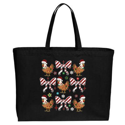 Funny Cute Christmas Holiday Chickens Cotton Canvas Jumbo Tote