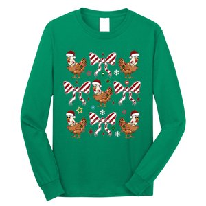 Funny Cute Christmas Holiday Chickens Long Sleeve Shirt