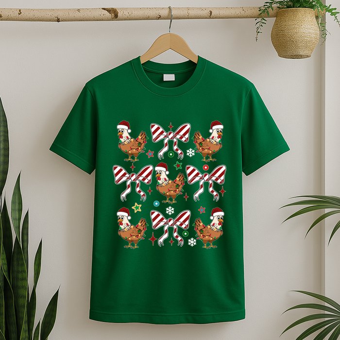 Funny Cute Christmas Holiday Chickens T-Shirt