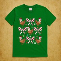 Funny Cute Christmas Holiday Chickens T-Shirt