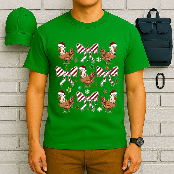 Funny Cute Christmas Holiday Chickens T-Shirt