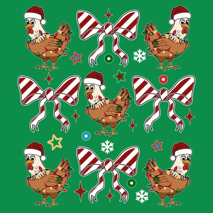 Funny Cute Christmas Holiday Chickens T-Shirt