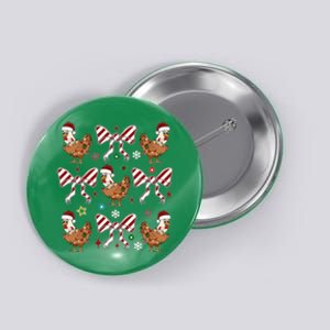 Funny Cute Christmas Holiday Chickens Button