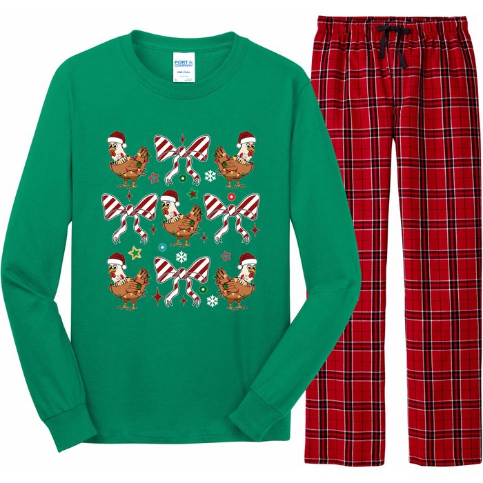 Funny Cute Christmas Holiday Chickens Long Sleeve Pajama Set