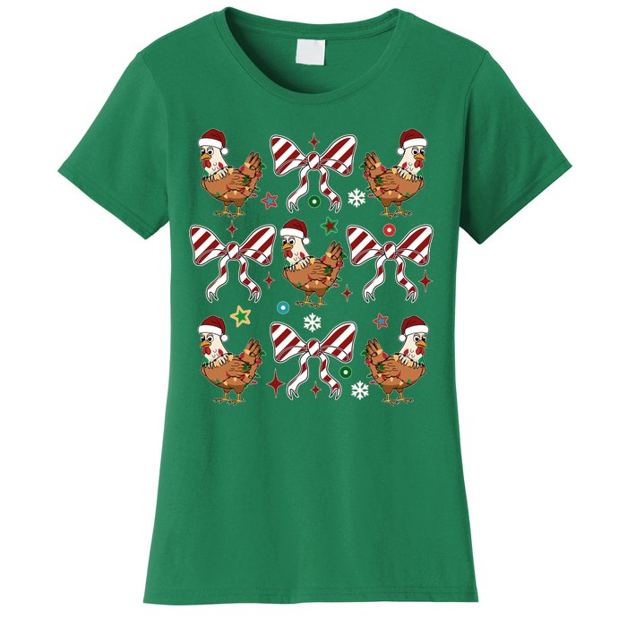 Funny Cute Christmas Holiday Chickens Women's T-Shirt