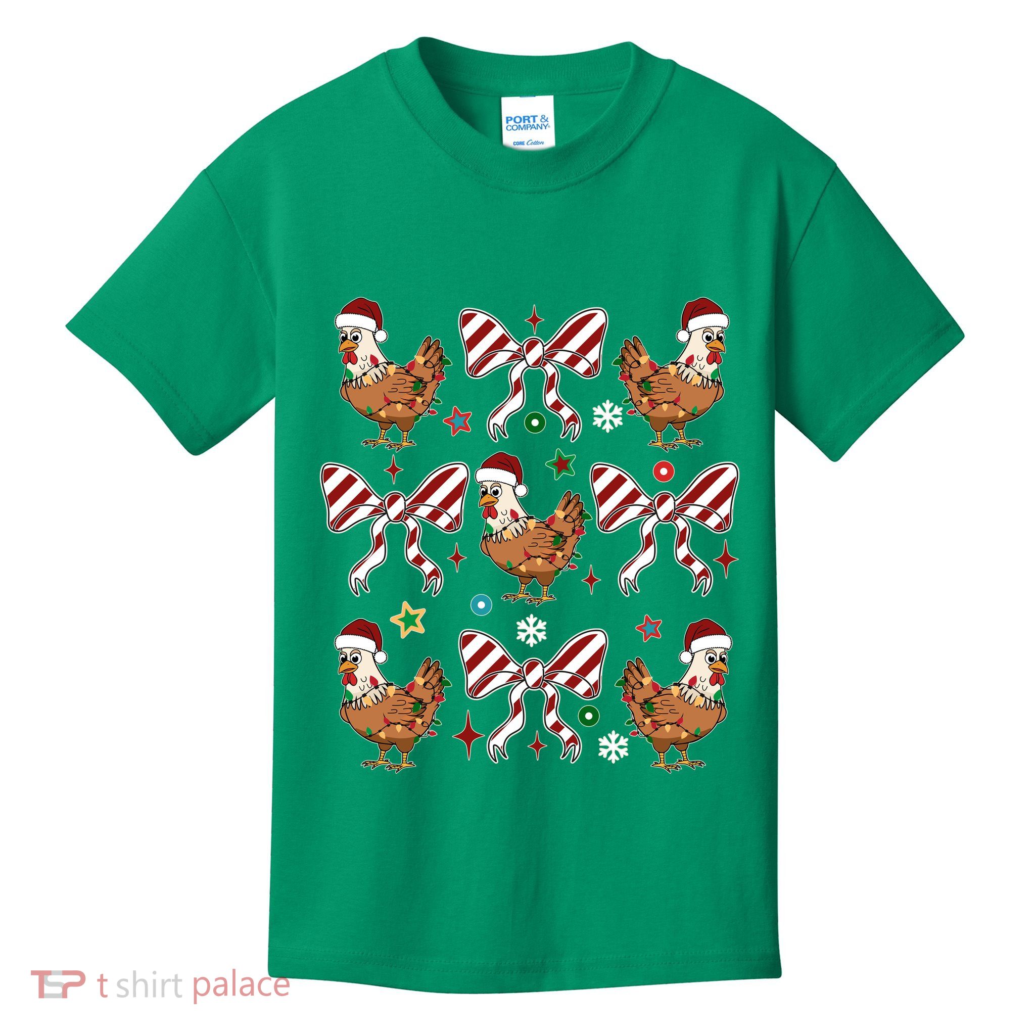 Funny Cute Christmas Holiday Chickens Kids T-Shirt
