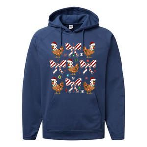 Funny Cute Christmas Holiday Chickens Performance Fleece Hoodie