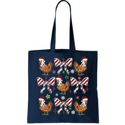 Funny Cute Christmas Holiday Chickens Tote Bag