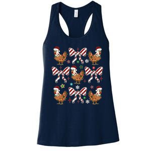 Funny Cute Christmas Holiday Chickens Women's Racerback Tank