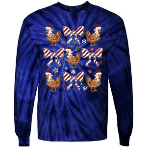 Funny Cute Christmas Holiday Chickens Tie-Dye Long Sleeve Shirt