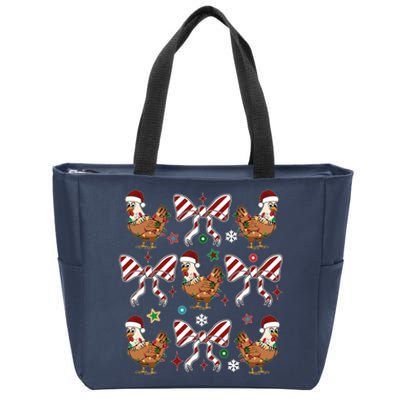 Funny Cute Christmas Holiday Chickens Zip Tote Bag