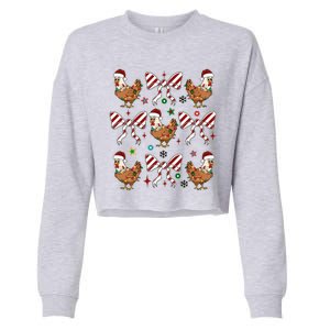 Funny Cute Christmas Holiday Chickens Cropped Pullover Crew