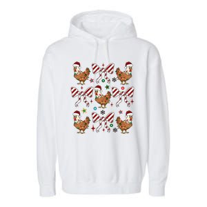 Funny Cute Christmas Holiday Chickens Garment-Dyed Fleece Hoodie