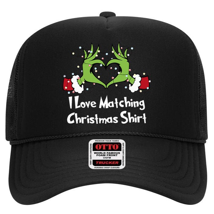 Funny Couple Christmas I Love Matching Christmas High Crown Mesh Back Trucker Hat