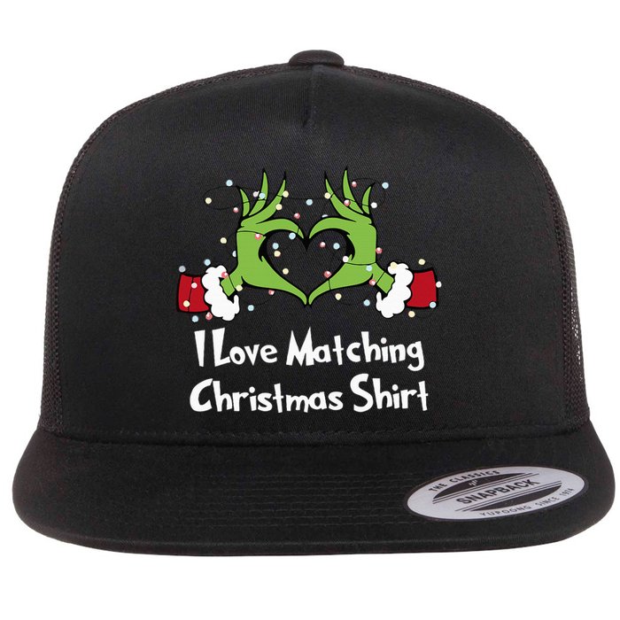 Funny Couple Christmas I Love Matching Christmas Flat Bill Trucker Hat