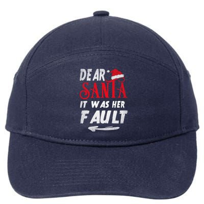 Funny Christmas Couples Retro Dear Santa It Was Her Fault Gift 7-Panel Snapback Hat