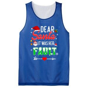 Funny Christmas Couples Gift Dear Santa It Was Her Fault Gift Mesh Reversible Basketball Jersey Tank