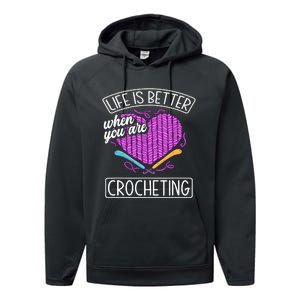 Funny Crocheting Crochet Quote Crocheter Performance Fleece Hoodie