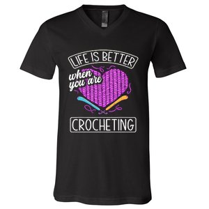 Funny Crocheting Crochet Quote Crocheter V-Neck T-Shirt