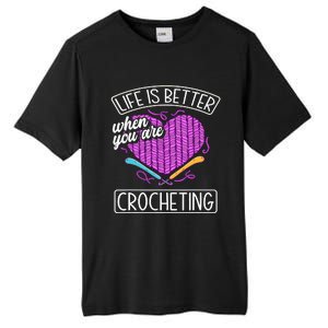 Funny Crocheting Crochet Quote Crocheter Tall Fusion ChromaSoft Performance T-Shirt