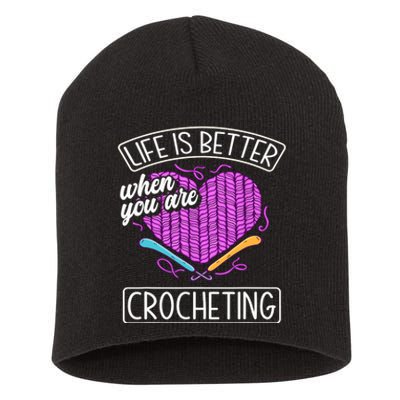 Funny Crocheting Crochet Quote Crocheter Short Acrylic Beanie