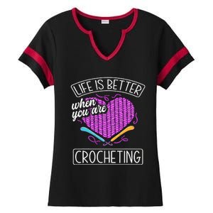 Funny Crocheting Crochet Quote Crocheter Ladies Halftime Notch Neck Tee