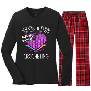 Funny Crocheting Crochet Quote Crocheter Women's Long Sleeve Flannel Pajama Set 