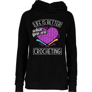 Funny Crocheting Crochet Quote Crocheter Womens Funnel Neck Pullover Hood