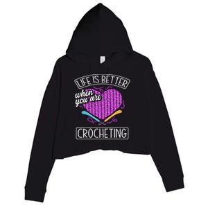 Funny Crocheting Crochet Quote Crocheter Crop Fleece Hoodie