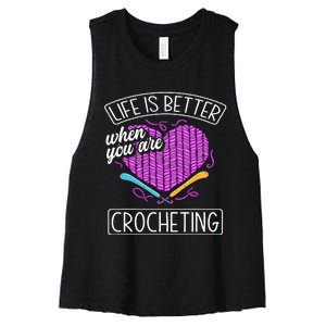 Funny Crocheting Crochet Quote Crocheter Women's Racerback Cropped Tank