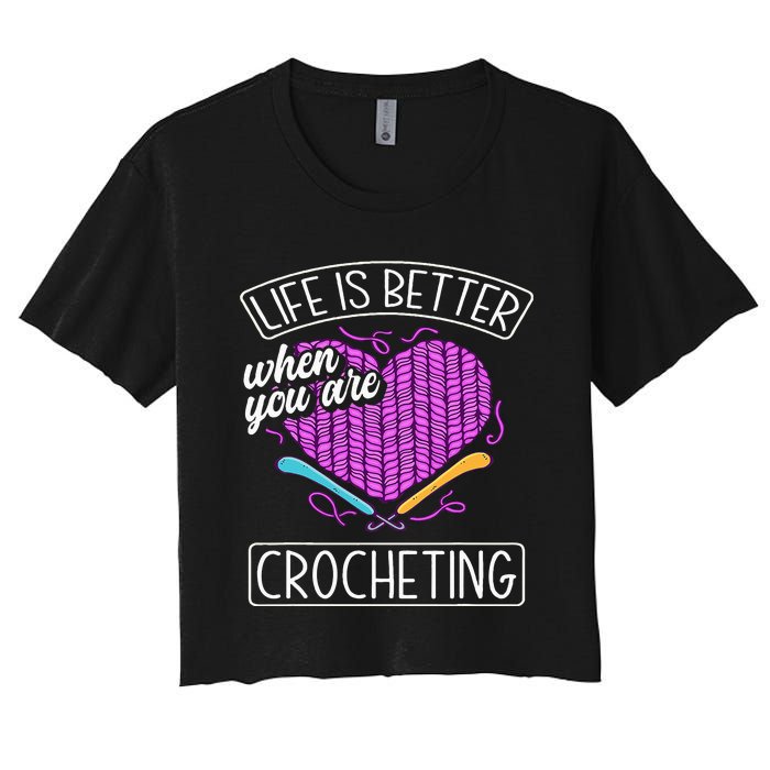 Funny Crocheting Crochet Quote Crocheter Women's Crop Top Tee