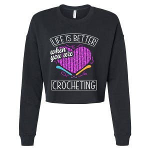 Funny Crocheting Crochet Quote Crocheter Cropped Pullover Crew