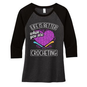 Funny Crocheting Crochet Quote Crocheter Women's Tri-Blend 3/4-Sleeve Raglan Shirt