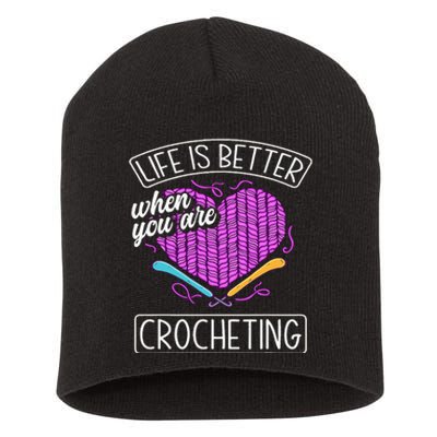 Funny Crocheting Crochet Quote Crocheter Short Acrylic Beanie