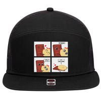 Funny Cute Couple Journey Choco And Pancake Romantic Lover 7 Panel Mesh Trucker Snapback Hat